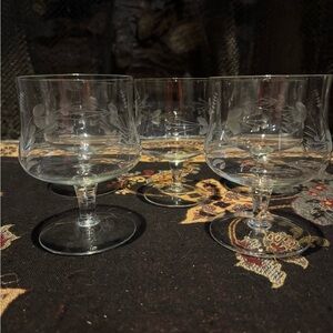 Vintage Etched & Footed Shrimp Cocktail Glasses